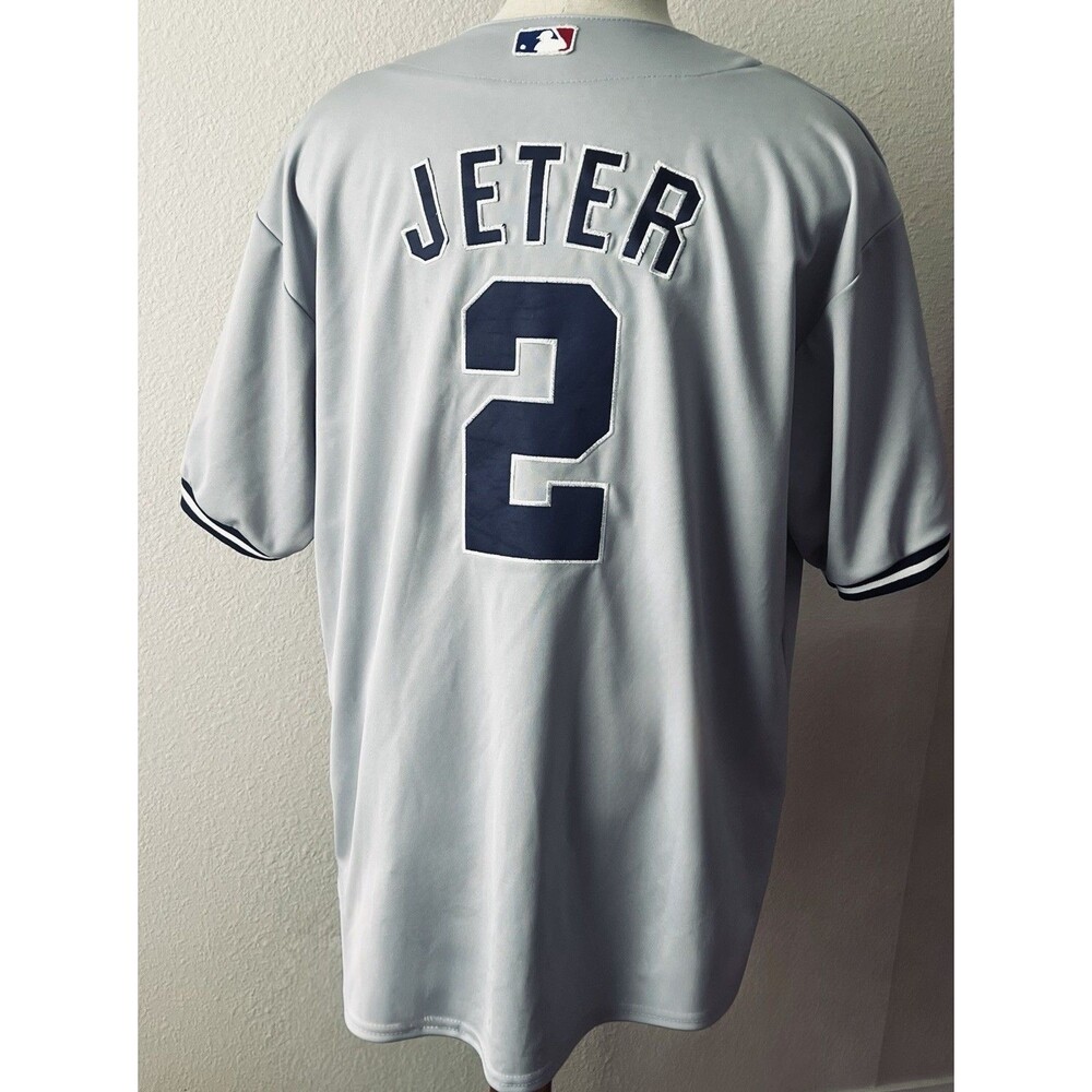 Authentic Majestic New York Yankees Derek Jeter Road Jersey Grey 54 MLB Y2K